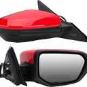 Passenger Side Mirror Compatible With 2016 2017 2018 2019 2020 2021 Honda Civic Coupe Sedan Hatchback,Mirror with Power Glass,Non-Heated,Manual Folding(Red) (Right-3pins)