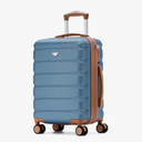 Carry On Suitcase Hardside Built In TSA Lock & USB Port Silent Double Spinner Wheels Maximum Overhead Carry-On Bag For American & United Approved Airlines( 22x14x9" Blue/Tan)