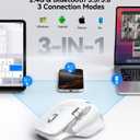 TECKNET Wireless Mouse, Bluetooth Mouse (BT5.3/5.0 & 2.4G) Rechargeable Ergonomic Optical Mouse with 6 Adjustable DPI, Side Scroll, Quiet Clicks, USB A Receiver, 7 Buttons, Wide Compatibility - White