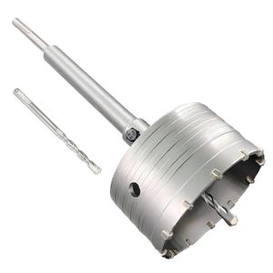 4-1/8" Concrete Hole Saw, 105mm Tungsten Steel Core Bit for Cinder Block, Brick, Rock, Plank Walls for Pipes or mini Split Lines, with SDS Plus Shank and 2 Center Positioning Drill Bits.