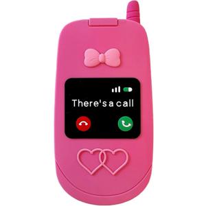 wifantien 3D Retro Flip Phone Case,Cartoon Cute Kawaii Character Funny Retro Phone Mirror Kids Teens Girls Women Shockproof Soft Silicone Case for iPhone 13/iPhone 14/iPhone 15 6.1 inch