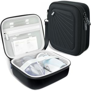Krypthos Carrying Case Compatible with Compact Portable Handheld Inhaler Nebulizer or Asthma Inhaler for Adults and Kids, Inhaler Spacer Bag, Compact Medical Holder Case (Black)