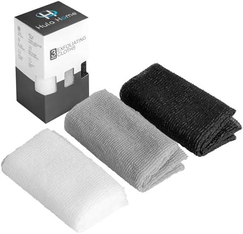 Exfoliating Body Washcloth Variety Pack (3pc) - Soft, Medium & Hard - Nylon Body Scrub Cloth (11.8" X 35.4") - Ideal Bath Shower Back Scrubber for Men & Women - Enhances Skin Beauty