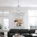 Modern Crystal Chandelier, 8-Light Crystal Chandeliers for Dining Room Light Fixture, Crystal Pendant Ceiling Light Chrome Lighting Fixture for Living Room Hallway Foyer Bedroom Kitchen Bathroom