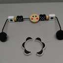 Baby Bouncer Toy Bar Compatible with Baby Bjorn Bouncer, Wooden Bouncer Toy Bar Attachment, Rotatable Sensory Toys Gifts for Babies (Black and White Flower)