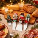 4-Piece Hand Christmas Resin Handles Cheese Knives, Xmas Charm Cheese Spreader Knife for Charcuterie Board Tools