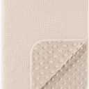 Susurration Baby Blanket for Unisex Boys Girls, Soft Nursery Minky Blanket with Muslin Cotton Front and Dotted Fleece Back, Receiving Blanket for Baby Newborn Infant, 30x40inch (Cream)