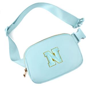 Gitus Gifts for 8 9 10 11 12 Year Old Girls Belt Bag Fanny Pack Crossbody Bags with Initial Letter Patch Cute Stuff Birthday Gifts for Teen Girls Women Personalized Trend Stuff (Icing Blue-N)