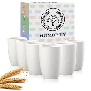 Homienly Kitchen Cups 12 OZ Wheat Straw Drinking Glasses–Unbreakable, Lightweight & Reusable Alternative to Plastic Cups,Dishwasher Safe Cups for Kitchen & Outdoor Use (White, 6 PCS),Pack Of 2