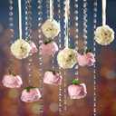 19 Pack Wedding Hanging Centerpiece Set Acrylic Crystal Garland Flower Kissing Balls Artificial Rose Crystal Gems Bead Garland Strands and Thread for Wedding Engagement Party Tree Decorations