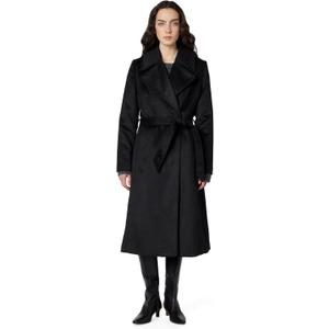 KARL LAGERFELD Women's Luxe Twill Classic Belted Maxi (Black, M)