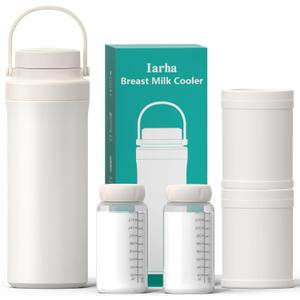 Portable Breast Milk Cooler, 22oz Breastmilk Cooler Bottle With 360Total Cooling for 24 Hours, Storage Container with 2pcs Baby Bottles, Breastfeeding Essentials, Beige