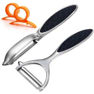 Vegetable Peeler, Potato Peelers for Kitchen Stainless Steel Multi-function Set Fruit Peeler For Kitchen and Household Tools Y & I Shape Swivel Blades with 2 Orange Citrus Peelers