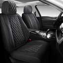 NUNIVAK Full Coverage Leather Car Seat Covers Full Set,Wateroroof Seat Covers for Cars,Trucks,Sedans,Luxury Black Seat Cover,Car Seat Protector,5 Seats Car Seat Cushion