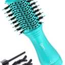 Mini Travel Blow Dryer Brush for Short to Medium Hair, 2 Inch Oval Hot Air Brush with Ceramic Coating, 3 Heat Settings for Smooth, Voluminous Blowouts, 120V(Cyan)