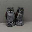 Hedoc 2 Pack Fake Owl Decoys to Scare Birds Away, Rotating Head Bird Deterrents, Nature Enemy Scarecrow Plastic Statues, Pest Repellent for Gardens and Patios (10+11 Inch)