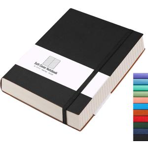 AHGXG Lined Journal Notebook - 320 Numbered Pages Thick Journals for Men, Large B5 College Ruled Notebook for Writing, 100gsm Thick Paper, Leather Softcover, for Women Work School, 7.6'' X 10''-Black