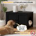 Cat Litter Box Enclosure Furniture Dog Proof, Hidden Kitty Washroom Cabinet Low Entry, Wooden Cat Boxes Enclosure Odor Control for Home, Farmhouse Style Decorative TV Stand with Storage, Black Large 28.5"L x 18"W x 19"H
