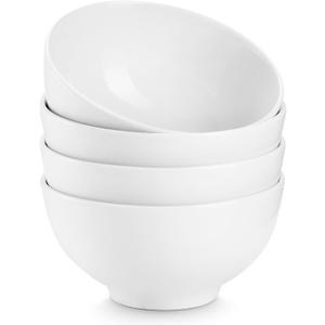 DOWAN 8.5 OZ Small Ceramic Bowls Set of 4 - White Bowls for Dessert, Dip, Side Dishes, Ice Cream, Fruit, Rice - Dishwasher & Microwave Safe (Soft White)