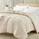 Homelike Moment Comforters Size - 90"x90" Beige Duvet Insert Down Alternative Bed Queen Comforter, Lightweight Bedding Comforters Full Size Quilted Soft All Season Beige
