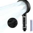 Black Shower Head Filter for Hard Water - High Pressure 9 Spray Modes, Detachable Handheld Sprayer