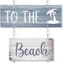 Hotop Beach Wall Hanging Decor Sign I Love You to the Beach and Back Wooden Bathroom Decor Metal Wall Art Signs Plaque Decorations for Home, Bathroom, Living Room, Bedroom and Dining Room