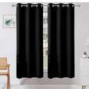 Blackout Curtains 63 Inch Length 2 Panels Set, Thermal Insulated Long Curtains& Drapes 2 Burg, Room Darkening Grommet Drapes for Bedroom Living Room Window (Black, W52 x L63 Inch)
