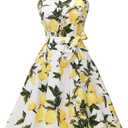 Topdress Women'sVintage Polka Audrey Dress 1950s Halter Retro Cocktail Dress (Medium, White Lemon)