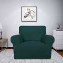 Easy-Going Fleece Stretch Sofa Slipcover Spandex Anti-Slip Soft Couch Sofa Cover, Washable Furniture Protector with Anti-Skid Foam and Elastic Bottom for Kids, Pets(Chair, Deep Teal) (Small)