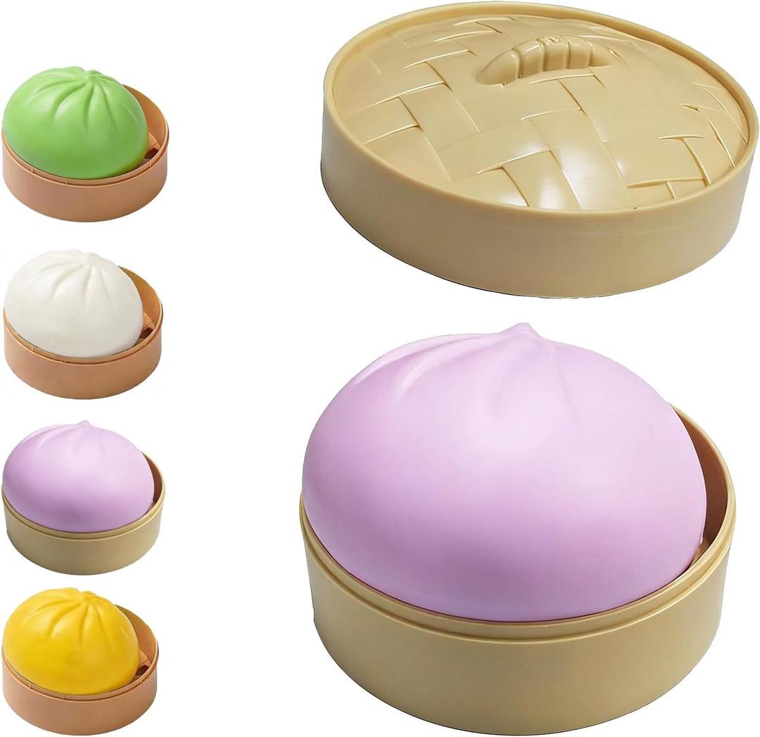 Dumpling Squishy Stress Balls Fidget Sensory Toy Mystery Dumpling Squishy Soft Squeeze Decompression Dough for Adults (Purple-A)