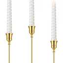 Gold Taper Candle Holders for Pillar Candles, Brass Candlestick Holders, Skinny Candle Holder Decor for centros de mesa Table Centerpiece