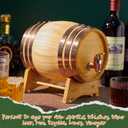 Geetery 1 Pack 2 Liter Wood Barrel with Stand Wooden Whiskey Barrel Vintage Beer Tequila Rum Whiskey Dispenser Wine Making Barrels for Home Table Display Decoration Entertaining (2 Liters)