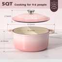 Umite Chef 5QT Enameled Cast Iron Dutch Oven Pot with Lid, Heavy-Duty Cookware for Bread Baking, Braising, Stews, Roasting, Wedding Registry Ideas & Gifts (Pink)