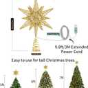Lewondr Christmas Star Tree Topper, USB Powered Remote Controlled 11 Inch Multilayer Hexagonal Tree Toppers Christmas Decor with 8 Light Modes for Home Holiday Xmas, Timer Function, Gold
