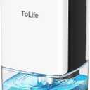 ToLife Dehumidifier 30 OZ Water Tank with Auto-Off 500 sq.ft Portable Small Dehumidifiers for Home Bathroom Bedroom RV Closet Room 7 Colors LED Light, White