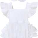 YOUNGER TREE Toddler Baby Girl Ruffled Sleeveless Romper Casual Summer Jumpsuit Cotton Linen Clothes (White) 3-6 months
