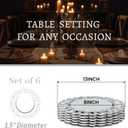 MAONAME 13" Silver Charger Plates Set of 6, Mirror Charger for Dinner Plates, Plastic Plate Chargers with Entwined Swirl Rim, Round Chargers for Table Setting, Wedding