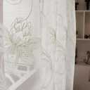 SLOW SOUL Set of 2 Panels White Lotus Floral Sheer Curtains Modern Semi Sheer Embroidered Curtains & Drapes for Bedroom Living Room Rod Pocket 54W X 79L inch