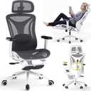 Ergonomic Office Chair with Footrest - Adjustable Lumbar Support & Headrest, 90-160 Reclining Mesh Back Computer Chair - Home Office/Gaming, 350lbs Capacity 