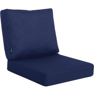 Favoyard Deep Seat Patio Cushions 24  24 inch Rainproof & Fadeness Furniture Cushion Set for Outdoor Chair Couch with Polyester-linen Fabric & Removable Cover, Hidden Zipper and Adjustment Staps (Seat 24x24In + Back 24x20In, Blue)
