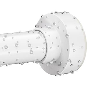 White Shower Curtain Rod 34-82 Inches(2.8-6.8ft) Adjustable Shower Rod No Drilling Non-slip Never Rust Shower Tension Rod for Bathroom Bedroom Windows Outdoor Garden