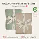 Knitted Organic Cotton Baby Blanket- Swaddle Blanket, 30" x 40" Soft Receiving Blanket for Newborn (2-Pack Fog/Roman Green)
