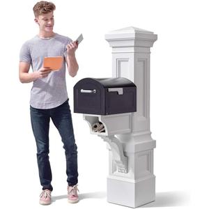 Step2 Atherton Grand Mail Post, Mailbox Not Included, Weather Resistant, Large Outdoor Mail Post, Made of Durable Plastic, Easy Install, Classic White
