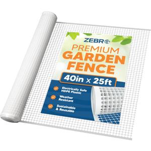 3/4" Square Mesh Plastic Fence Roll (40" x 25' - White) - Unobtrusive 40 Inch High Temporary Garden Fencing Netting to Protect Plants, Patio, Yards and Outdoor Spaces from Deer & Animals
