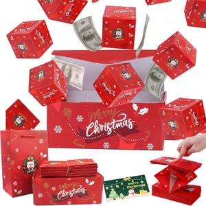 12PCS Surprise Gift Box Explosion for Money, Christmas Surprise Box Gift Box with greeting card,Folding Pop-Up Explosion Gift Box for Birthday Anniversary Valentine Proposal