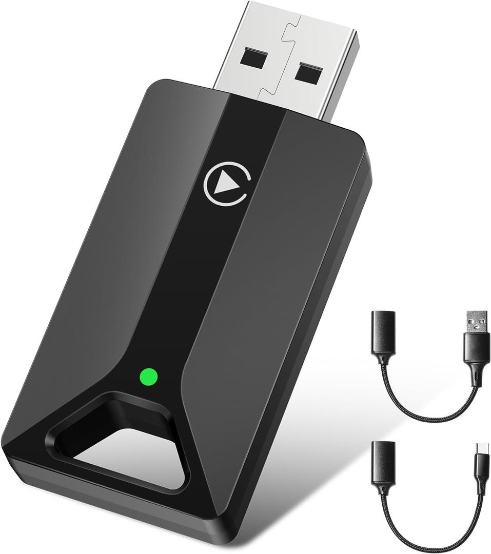 Wireless CarPlay Adapter for iPhone, Converts Wired to Wireless, USB and Type-C Plug and Play, Compatible with Car from 2016 and iOS 10+