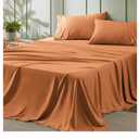 Bedsure Queen Sheet Set - 4 Pieces Soft Queen Size Sheets - Breathable & Cooling - Hotel Luxury - Easy Care Polyester Microfiber Bedding for Women, Men, Dusty Orange