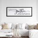For Where Two or Three Gather Together Wall Art 32 x 12 Inch for Dining Room Kitchen Wall Wooden Framed Sign, Matthew 18:20 Church or Prayer Space (Black)