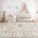 10x12 Area Rug for Living Room: Large Washable Oriental Rugs for Bedroom Non Slip Backing Stain Resistant Indoor Soft Floor Carpet for Dining Table Nursey Dorm Kitchen Low Pile Beige/Gray