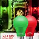 Red Light Bulbs Green Light Bulbs [4 Pack] - A19 LED Red and Green Bulbs 9W (60W Equivalent) - E26 Base Colored Light Bulb for Christmas Party Porch Decor